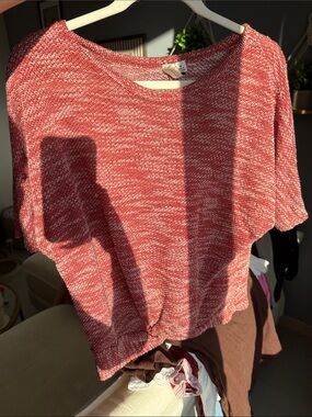 Misia Red Marled Short Sleeve Knit Top